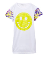 Girls Top Short Sleeve T Shirt - Smiley Face