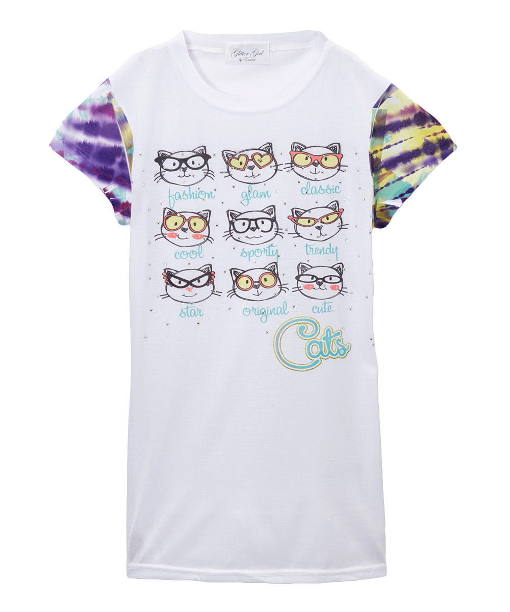 Girls Top Short Sleeve T Shirt - Cats
