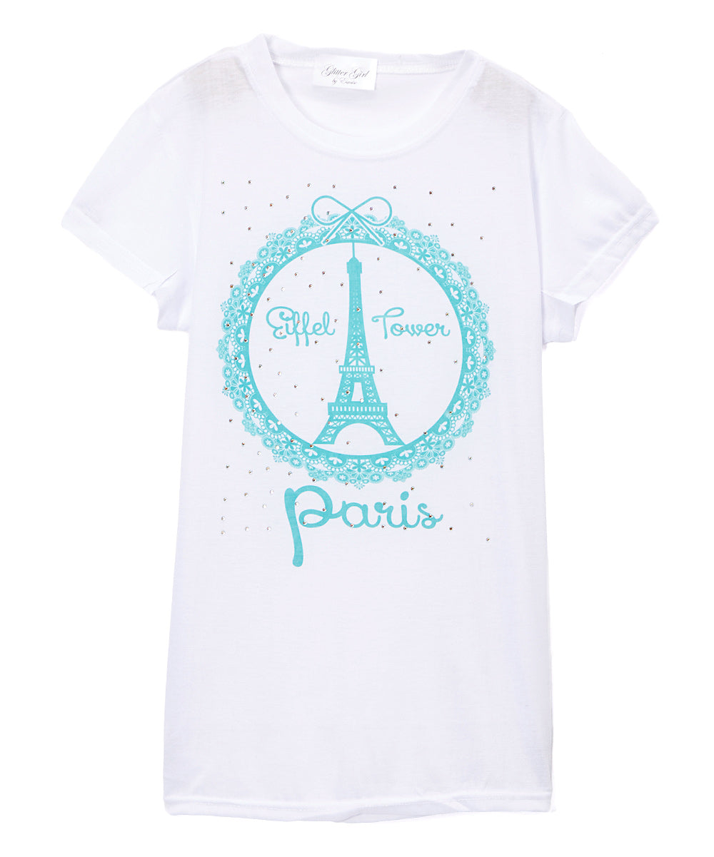 Girls Short Sleeve Top - Eiffel Tower