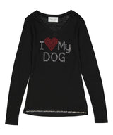 Girls Long Sleeve Top - I Heart My Dog By Glitter Girl