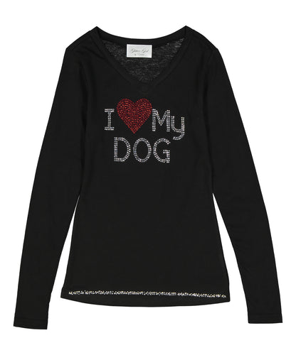 Girls Long Sleeve Top - I Heart My Dog By Glitter Girl