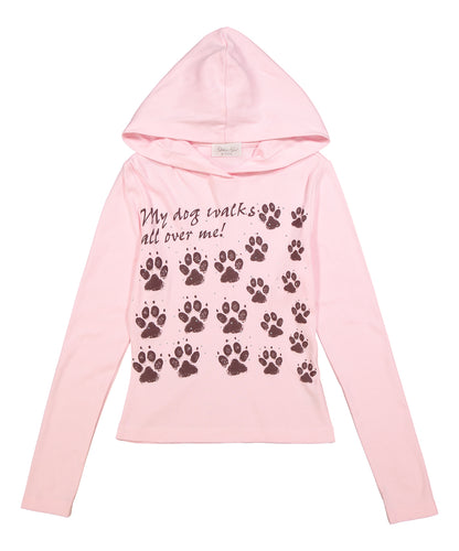 Girls Long Sleeve Hoodie Top - Paws  By Glitter Girl