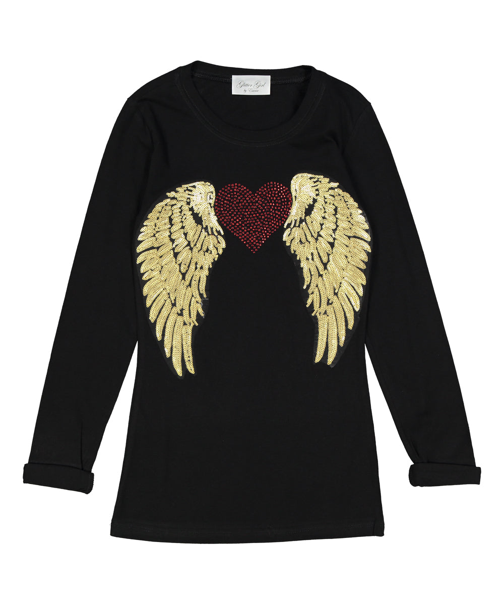 Girls Long Sleeve Top - Gold Wings