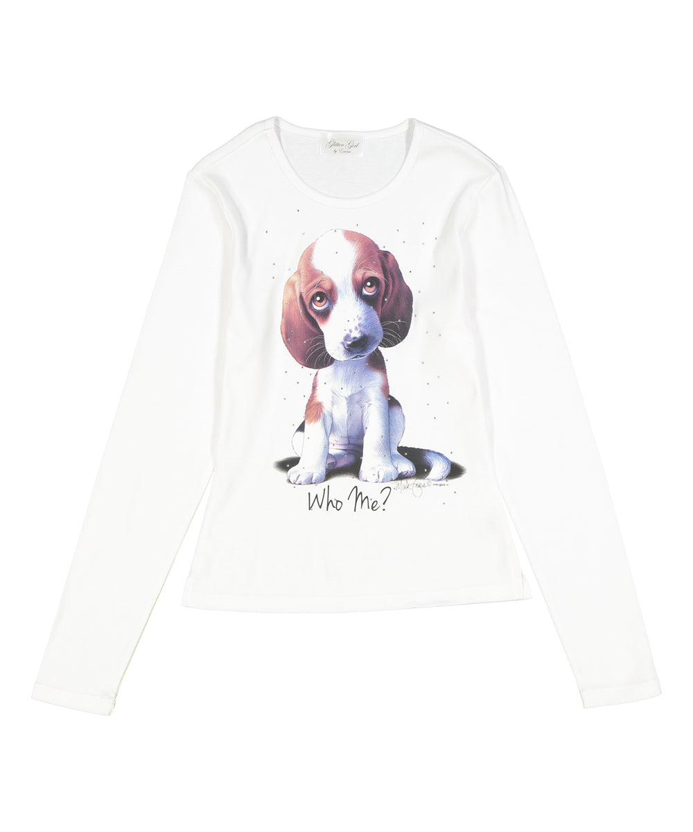 Girls & Juniors  Long Sleeve Top - "Who Me" Dog