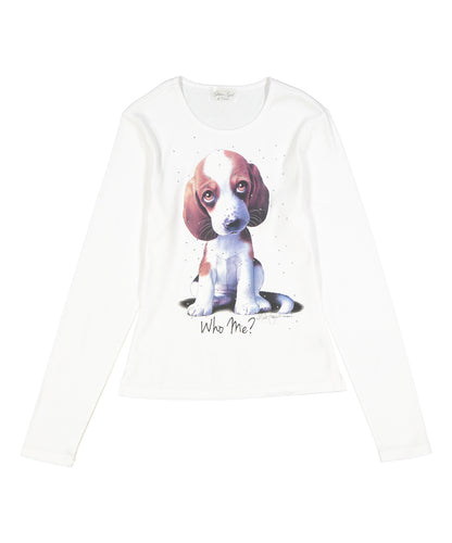 Girls & Juniors  Long Sleeve Top - "Who Me" Dog