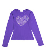 Girls Long Sleeve Top - Sequin Swirl Heart