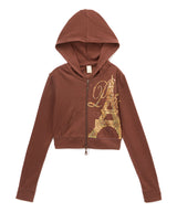 Girls Long Sleeve Top - Zip Up Jacket- Paris