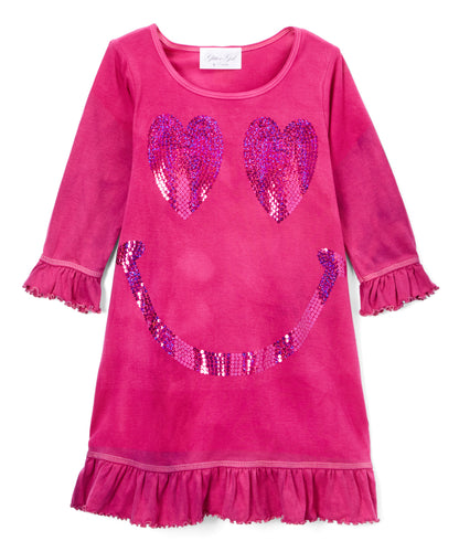 Girls Dress Sequin Happy Face  By Glitter Girl