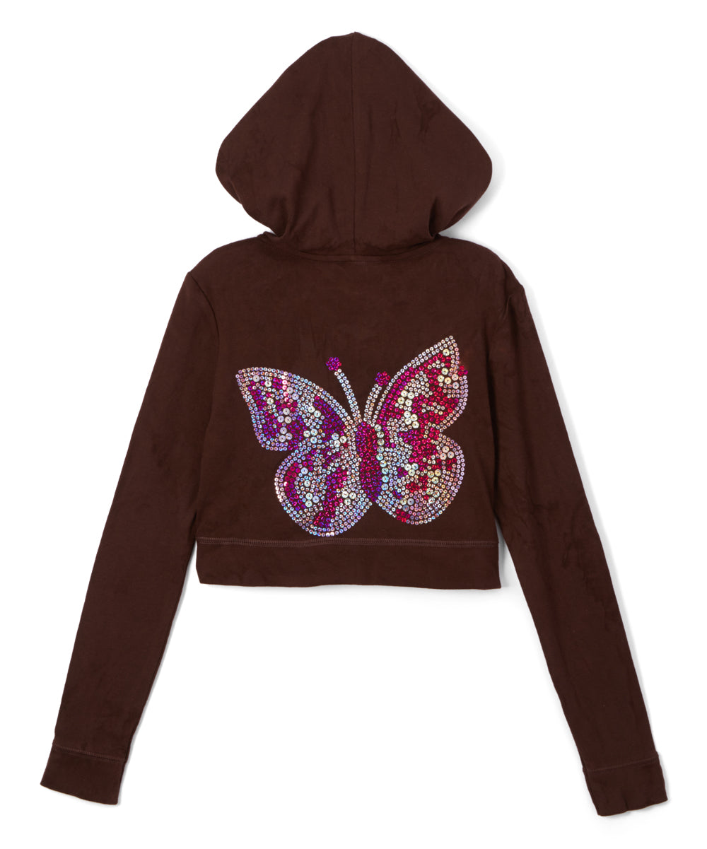 Girls Long Sleeve Top - Zip Up Jacket - Butterfly