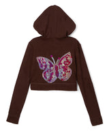 Girls Long Sleeve Top - Zip Up Jacket - Butterfly