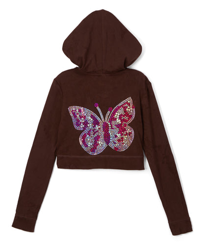 Girls Long Sleeve Top - Zip Up Jacket - Butterfly