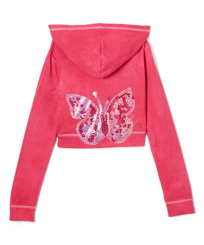 Girls & Junior Long Sleeve ip Up Hoodie- Butterfly