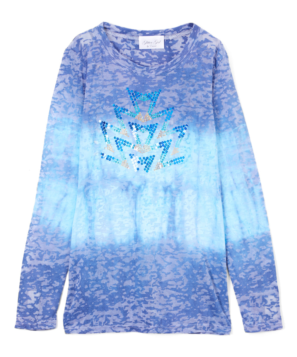 Girls Longs Sleeve Top -Sequin Aztec