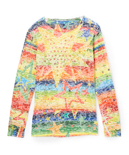 Girls Long Sleeve Top - Star allover Graphics