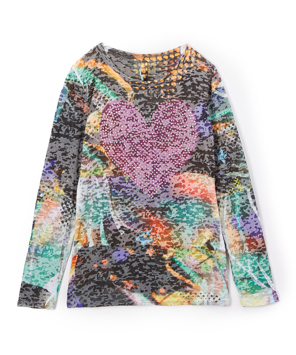 Girls Long Sleeve Top - Heart