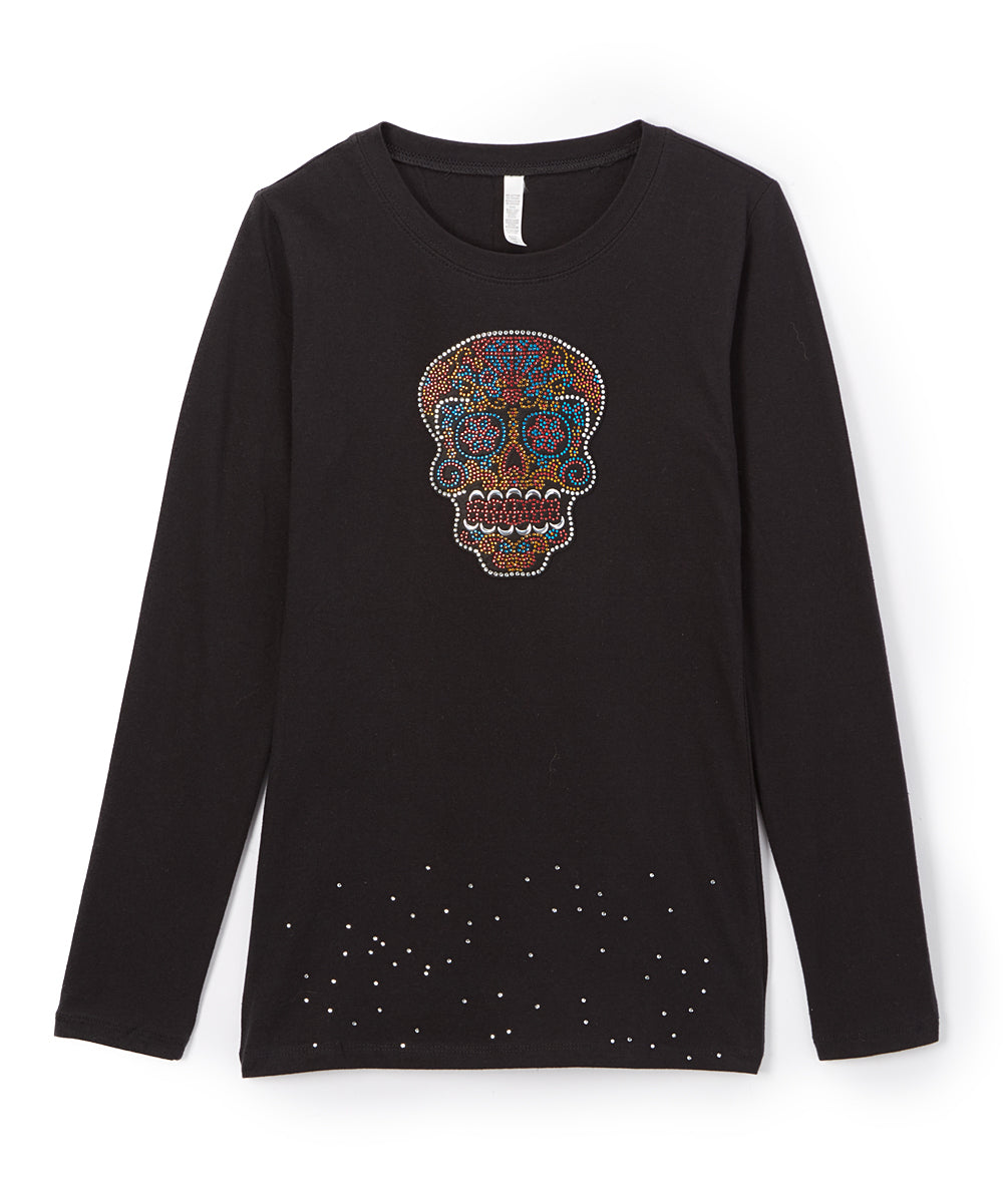 Girls & Juniors  Long Sleeve Top - Sugar Skull Patch