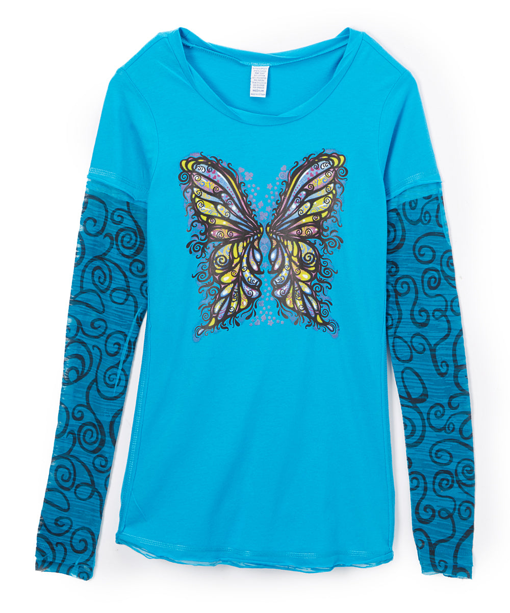 Girls Long Sleeve Top - Butterfly