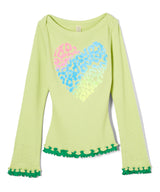 Girls Long Sleeve Top - Leopard Heart