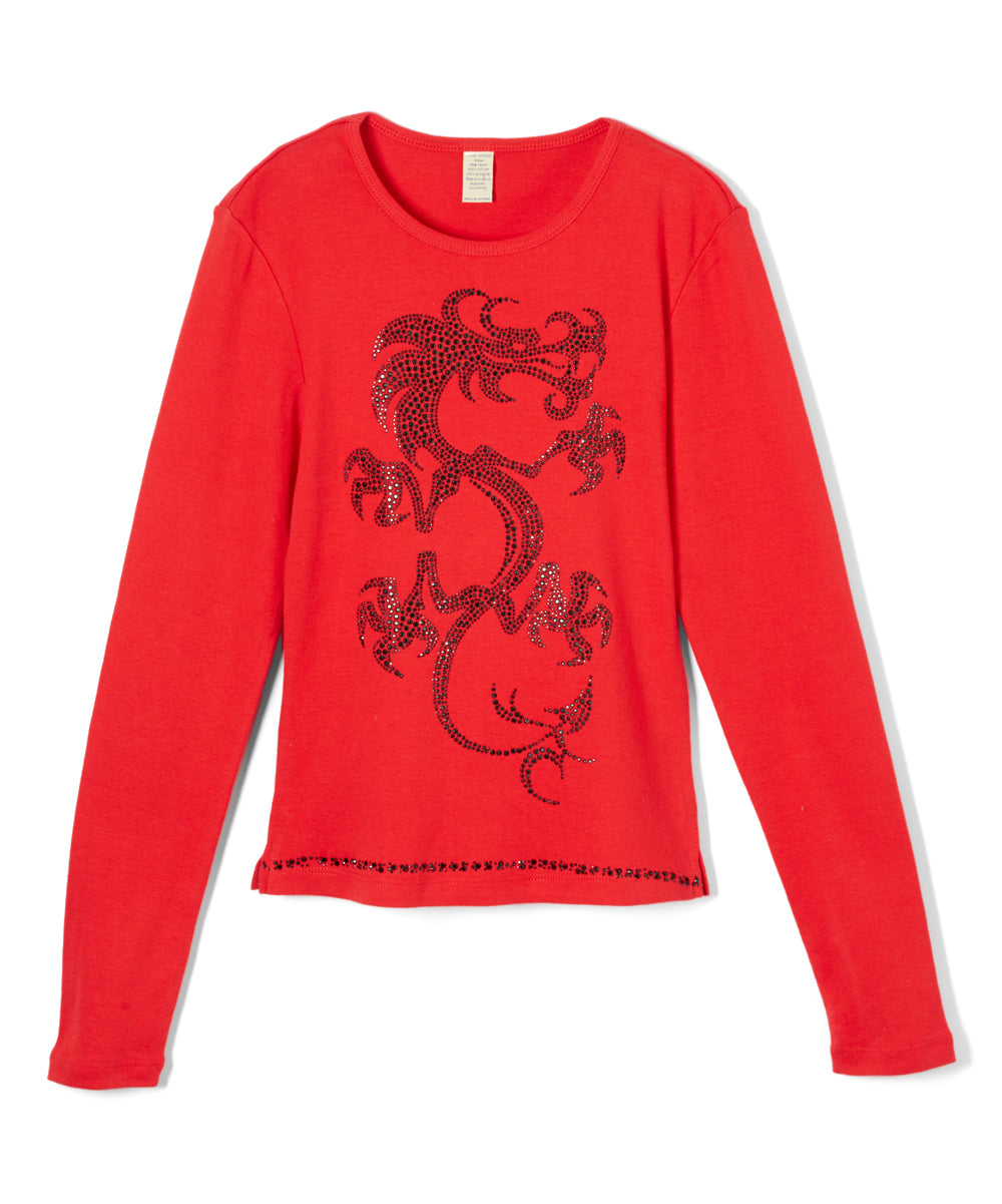 Girls Long Sleeve Top -Dragon