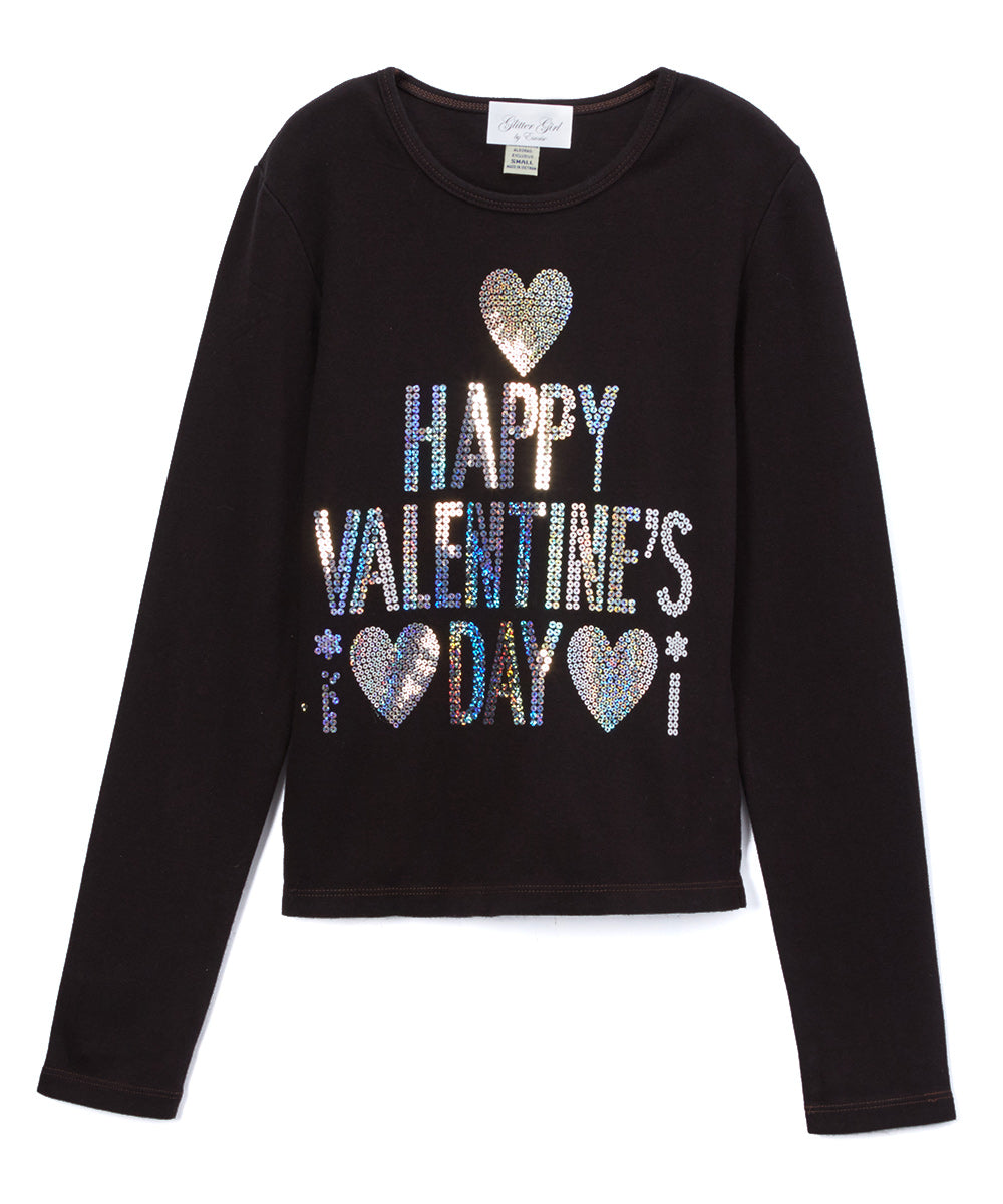 Girls Long Sleeve Top - Happy Valentines Day