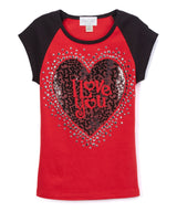 Girls Top Short Sleeve Top - Heart Burst