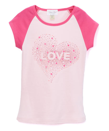 Girls Top Short Sleeve Top - Heart