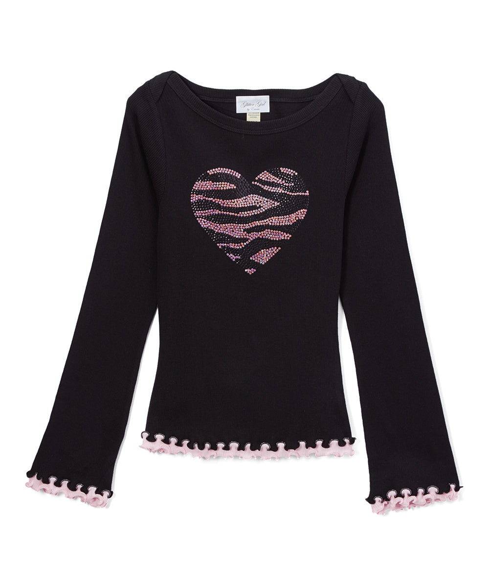 Girls Long Sleeve Top - Heart