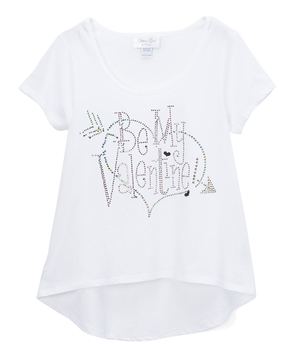 Girls Top Short Sleeve Hi Low - Valentine