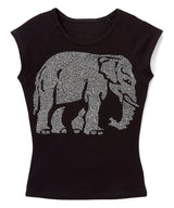 Girls Short Sleeve/Cap sleeve- Rhinestone elephant