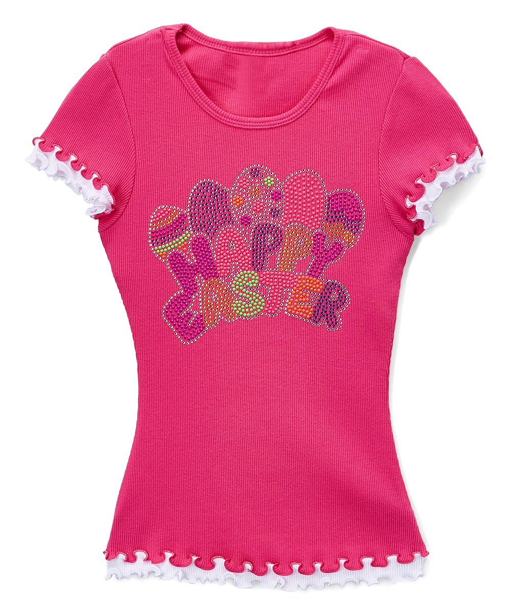 Girls Top Short Sleeve T Shirt - Easter Eggs