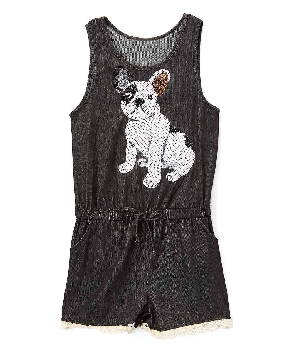 Girls Romper - Sequin Dog