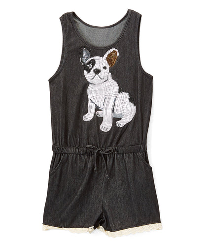 Girls Romper - Sequin Dog