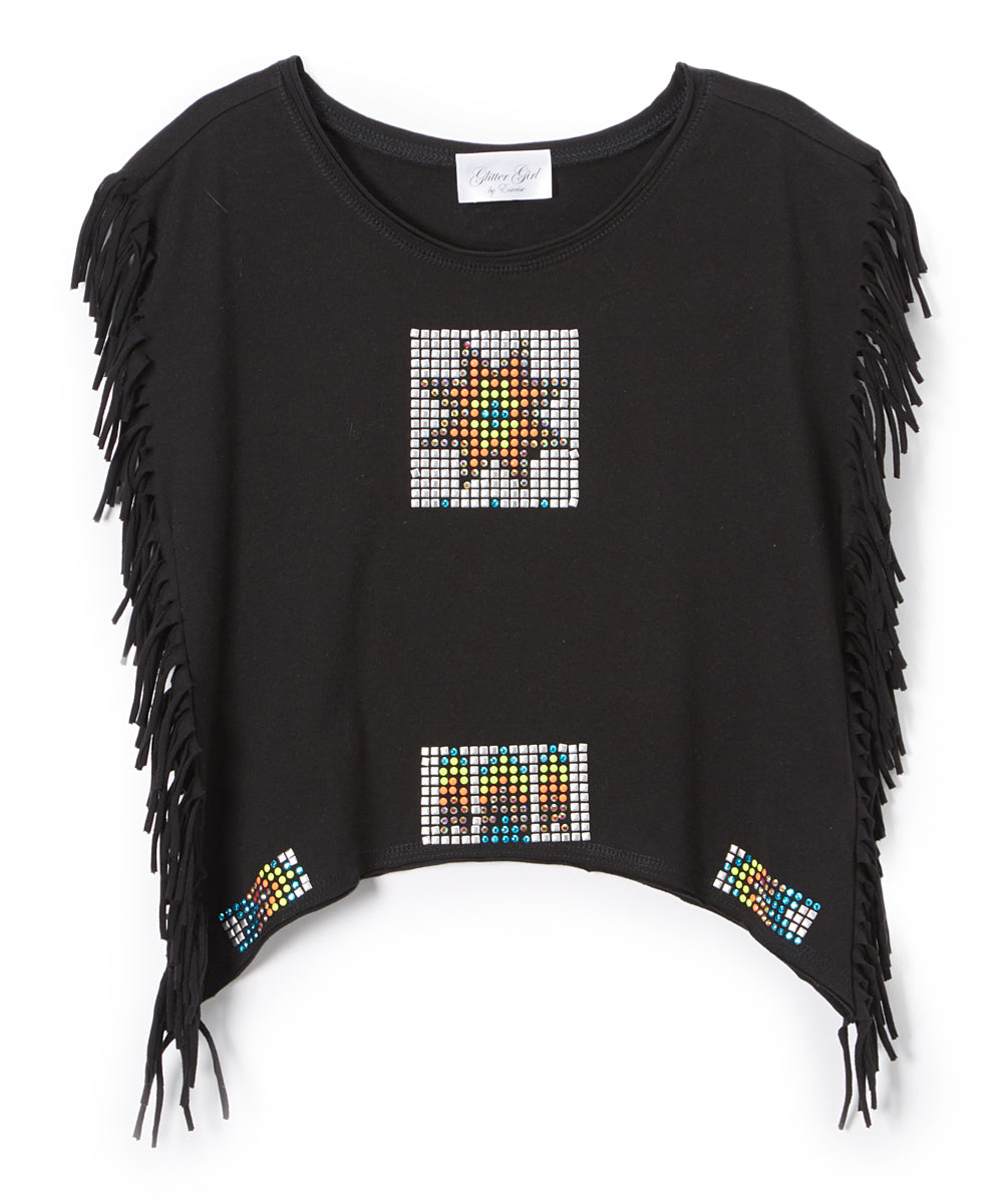 Girls Sleeveless Top - Fringe -Aztec