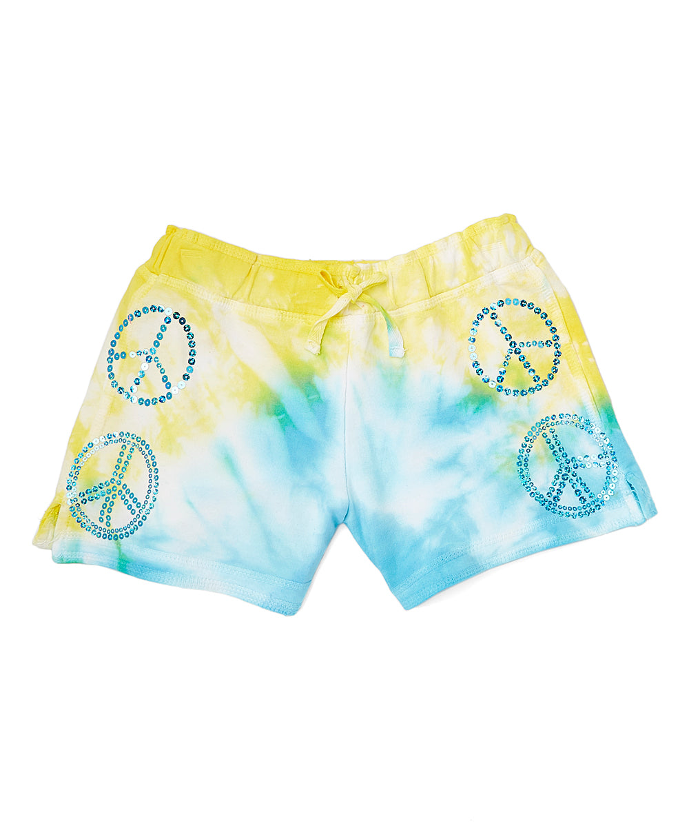 Girls Shorts Sequin Peace Sign