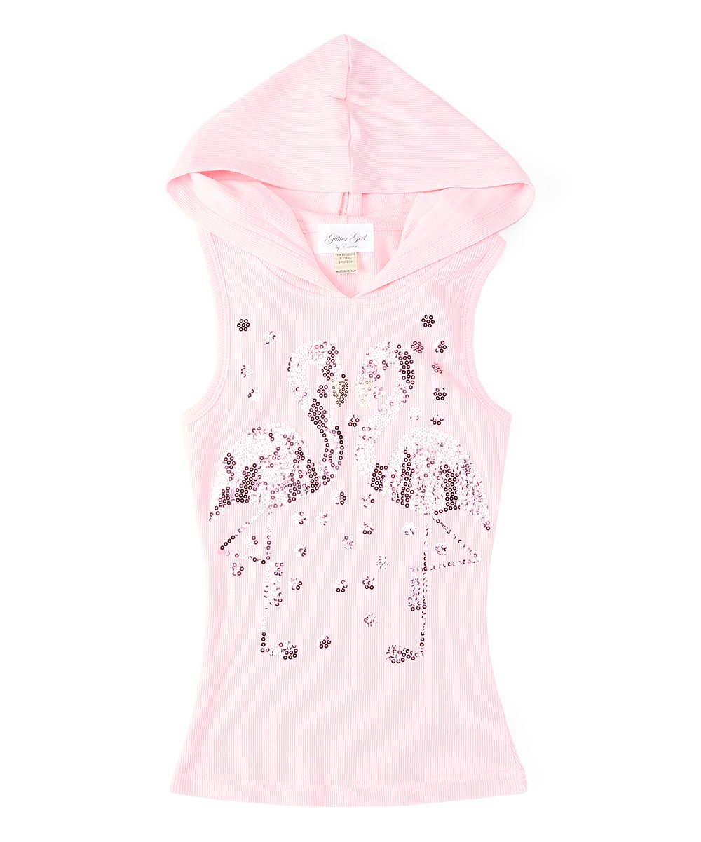 Girls Sleeveless Top - Hoodie - Flamingos