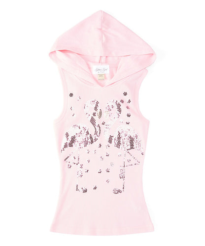 Girls Sleeveless Top - Hoodie - Flamingos