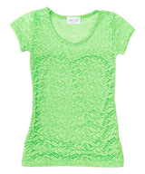 Girls Top Short Sleeve - Allover Lace