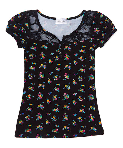 Girls Top Short Sleeve - Rosebuds