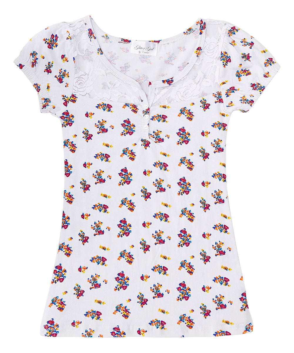 Girls Top Short Sleeve - Rosebuds