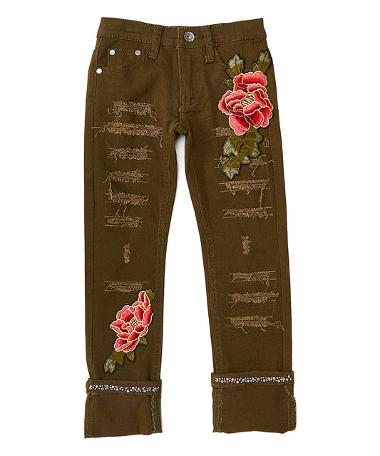 Girls Pant - Twill - Flowers