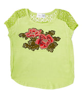 Girls Top Short Sleeve Lace Top - Flowers