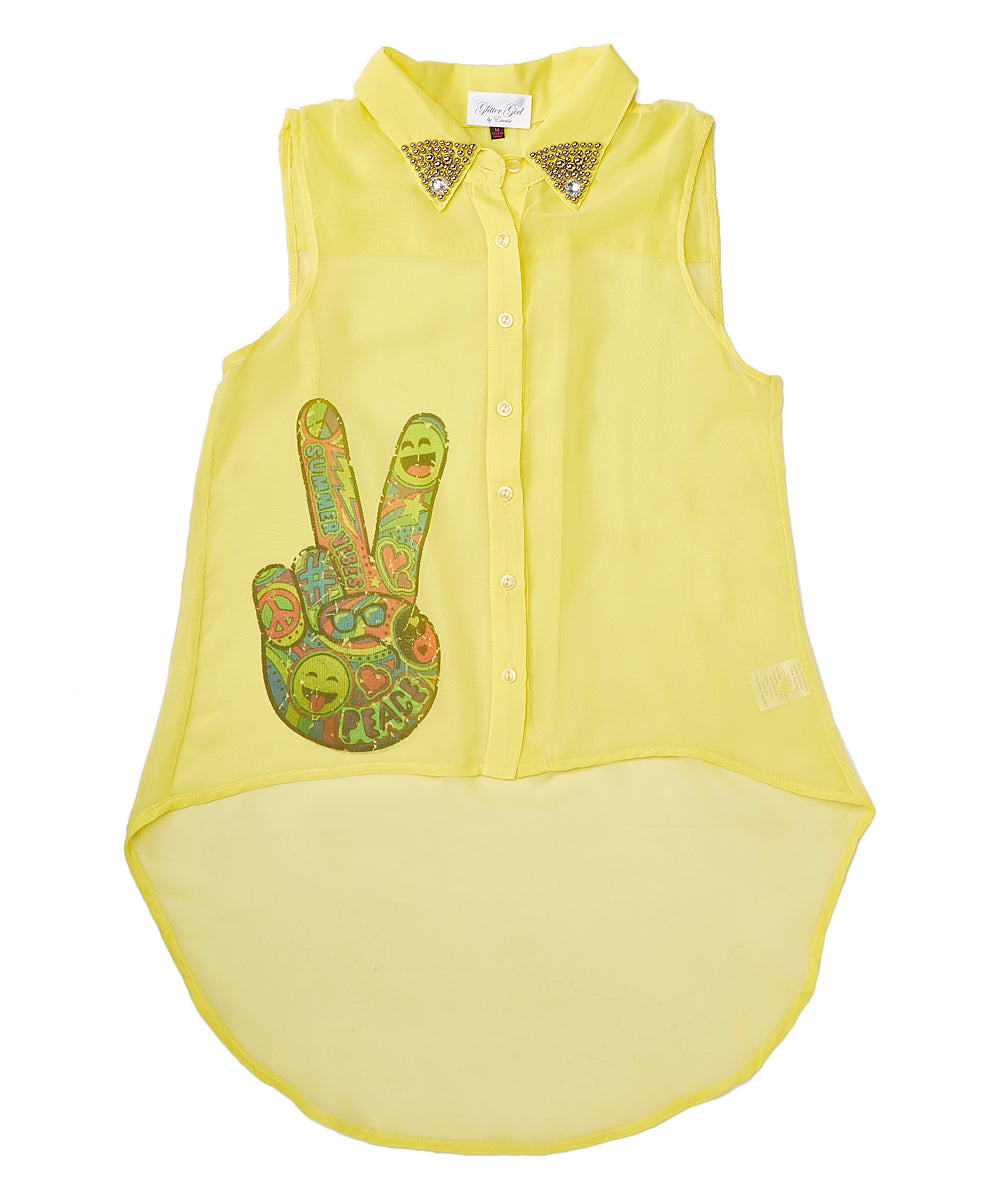 Girls & Junior Sleeveless Top - Peace Sign