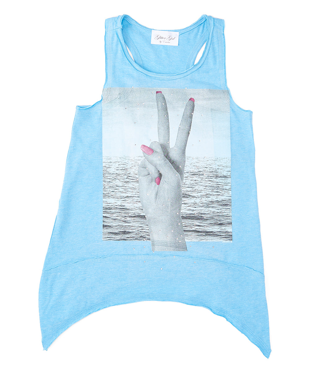 Girls Sleeveless Top - Peace Sign