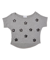 Girls Top Short Sleeve Sequin Daisies