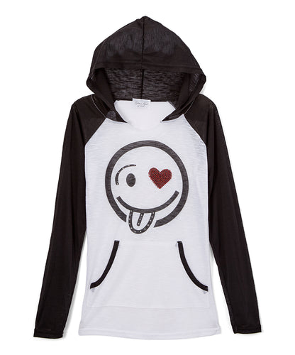 Girls Long Sleeve Top - Hoodie - Emoji