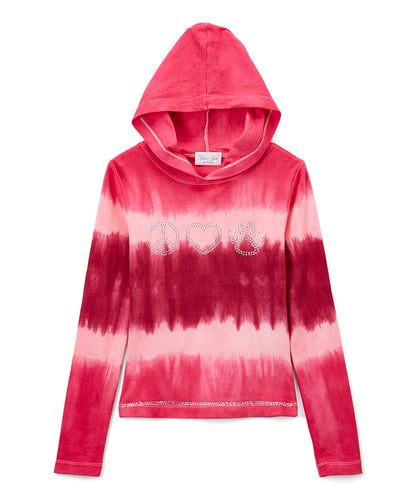Girls Long Sleeve Top - Hoodie - Peace/Heart/Paw