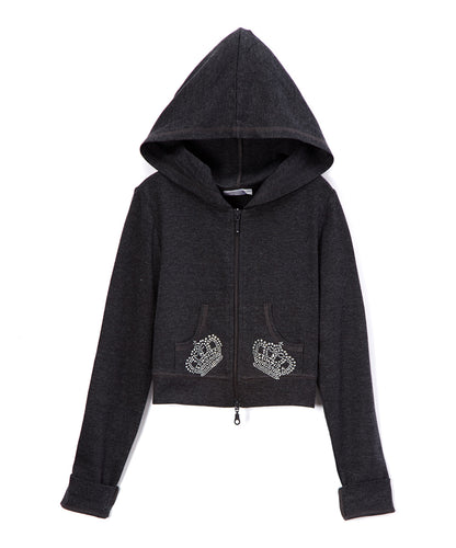 Girls Long Sleeve Jacket - Rhinestone Crowns  By Glitter Girl