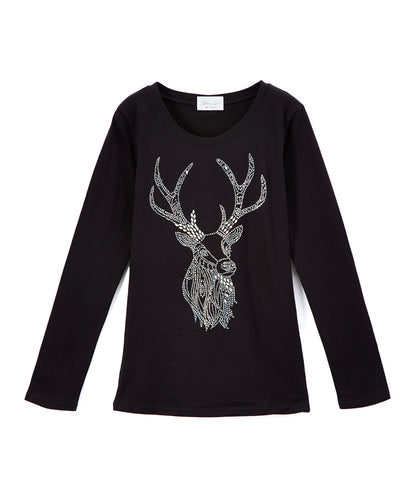 Girls Long Sleeve Top - Reindeer