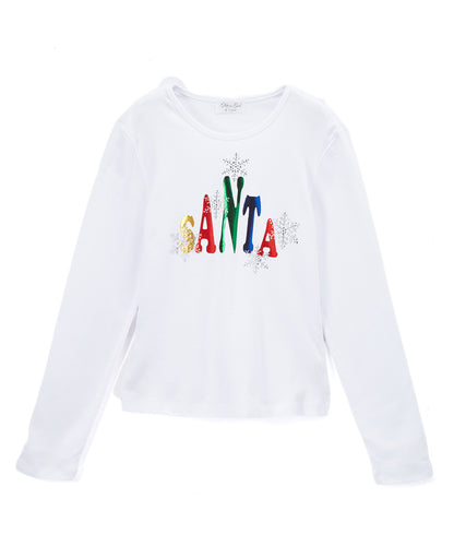 Girls Long Sleeve Top - Santa