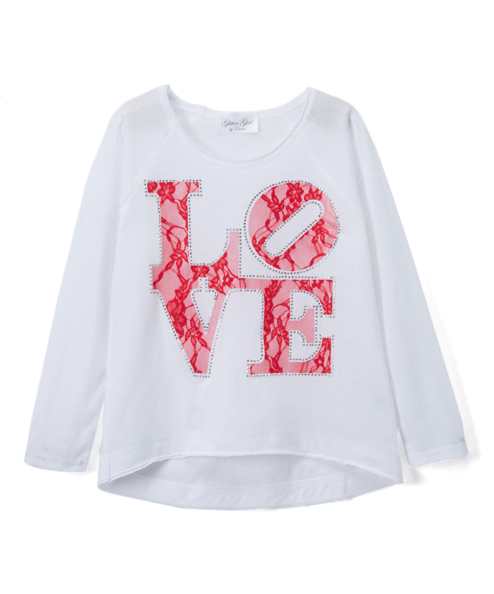 Girls Long Sleeve Top - Lace Love